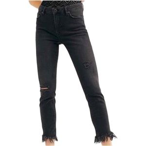 Free people black frayed jeans. Size 31